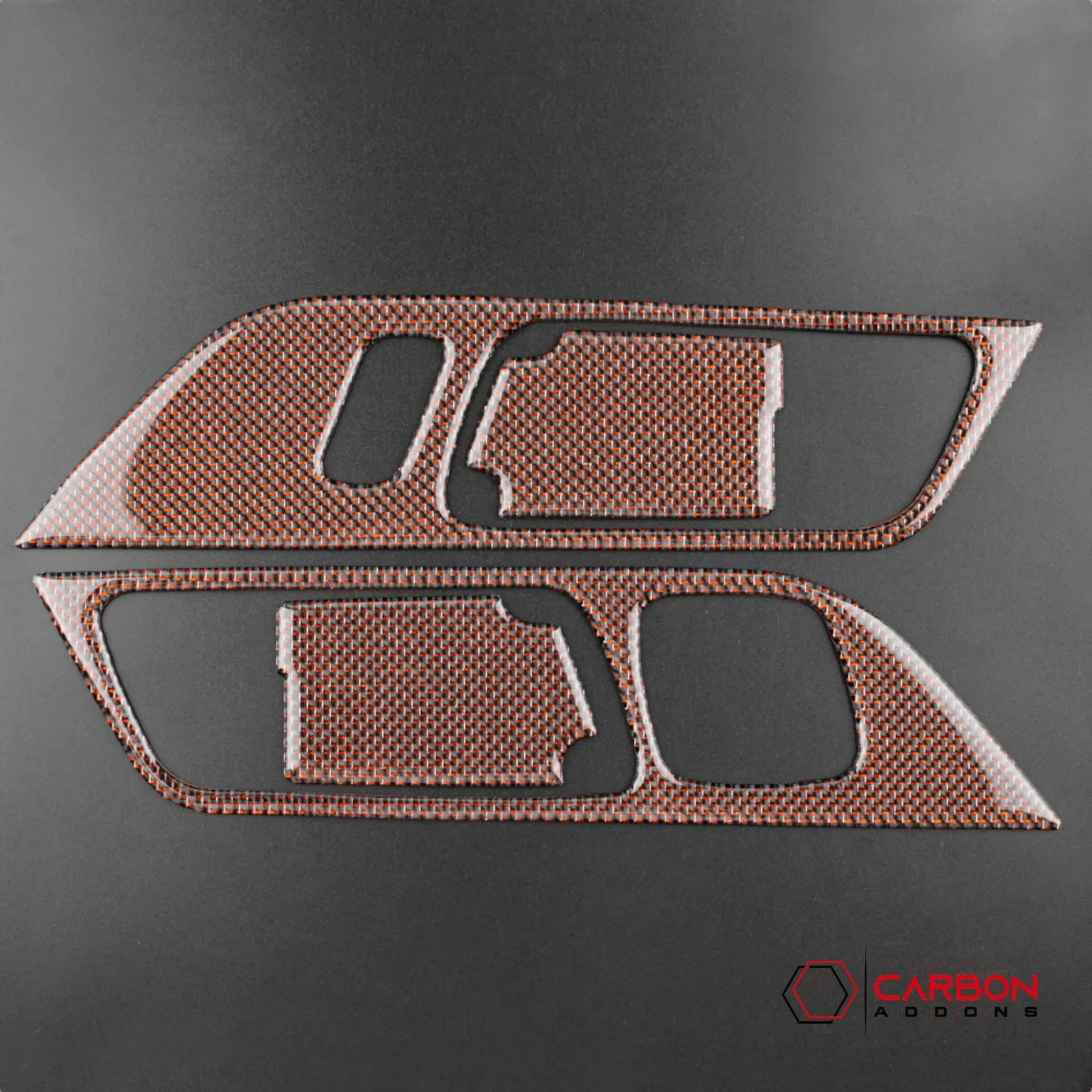 Reflective Carbon Fiber Interior Door Handle Trim Overlay for Mustang 2015-2023