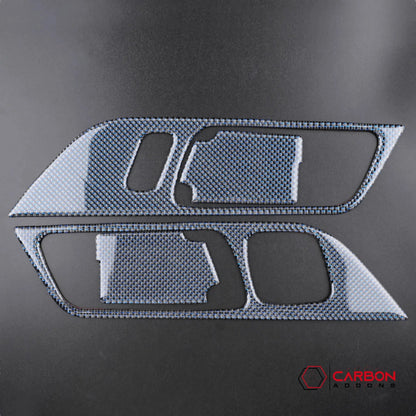 Reflective Carbon Fiber Interior Door Handle Trim Overlay for Mustang 2015-2023