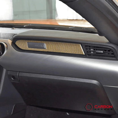 Reflective Carbon Fiber Passenger Dashboard Emblem Trim Overlay for Mustang 2015-2023