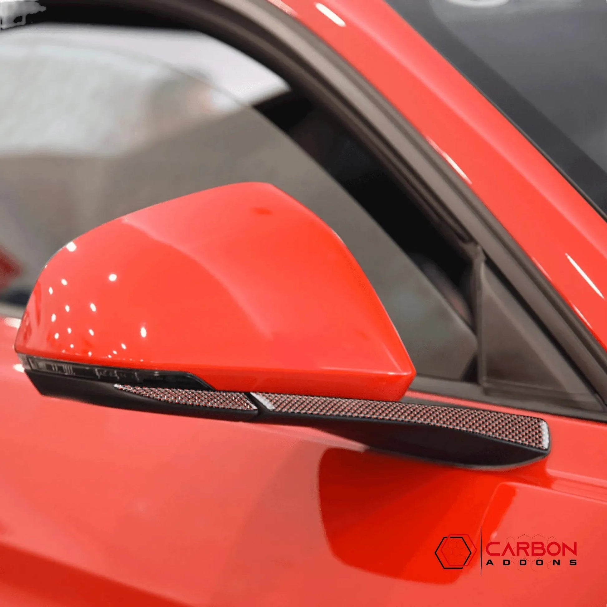 Carbon Fiber Rear View Mirror Trim Overlay For Mustang 2015-2023