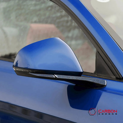 Carbon Fiber Rear View Mirror Trim Overlay For Mustang 2015-2023