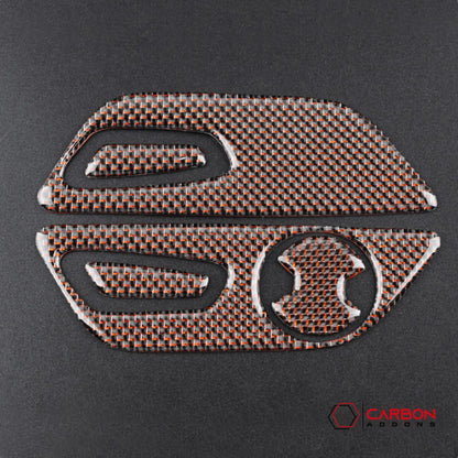 Reflective Carbon Fiber Seat Function Control Trim Overlay For Mustang 2015-2023