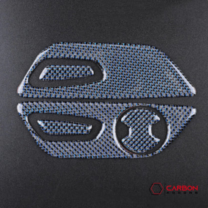 Reflective Carbon Fiber Seat Function Control Trim Overlay For Mustang 2015-2023