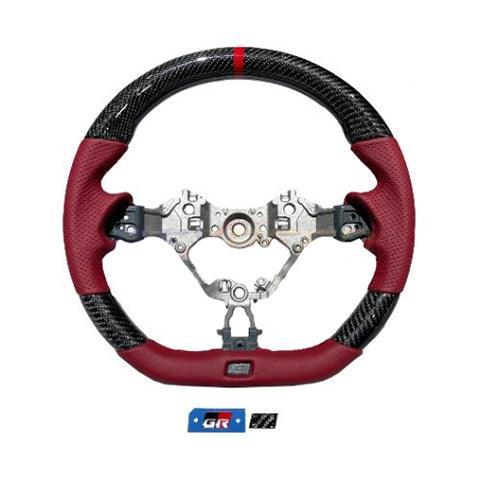 GR86 / BRZ 2022+ Forged Carbon Red Leather Steering Wheel-Matte
