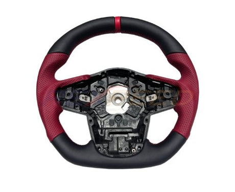 Rexpeed Gloss Forged Carbon Fiber Red Leather Steering Wheel | 2020+ Toyota Supra (TS47R-FCM)