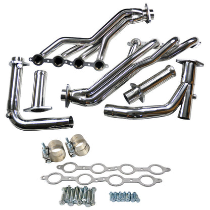 SPDZ1 Long Tube Headers with Y-Pipe Chevy Silverado / Suburban / Tahoe / GMC Sierra / Yukon (2007–2014) 4.8L / 5.3L / 6.0L / 6.2L – Full Polished Stainless Steel