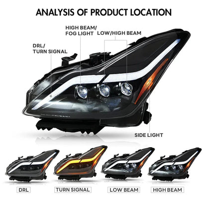 NTXGlow LED Tube Projector Headlights (2008-2015 Infiniti G37 & Q60 Coupe)