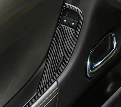 [Set] Carbon Fiber Door Window Switch Panel Overlay for Chevrolet Camaro 2010-2015