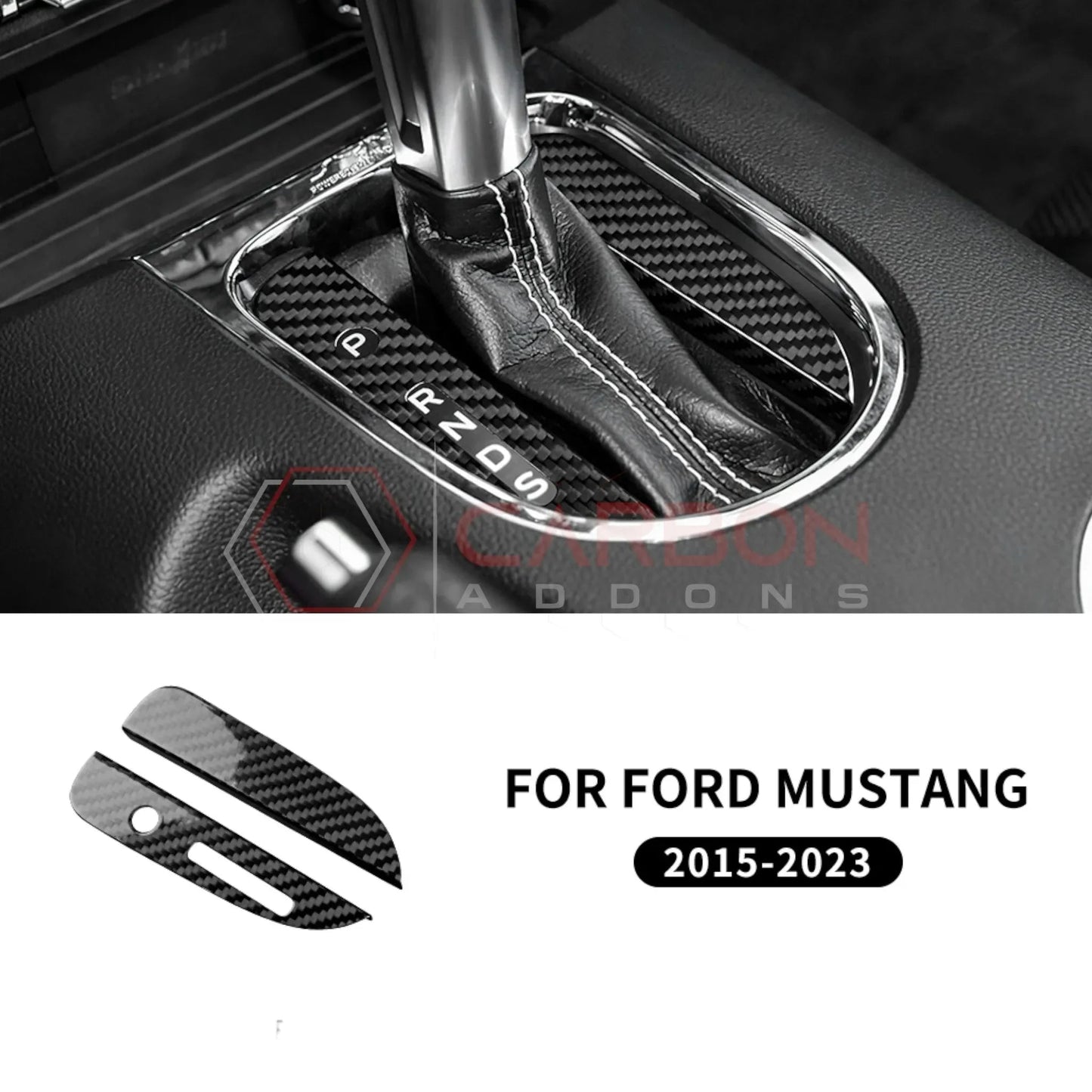 Carbon Fiber Automatic Gear Shift Bezel Cover for Mustang 2015-2023