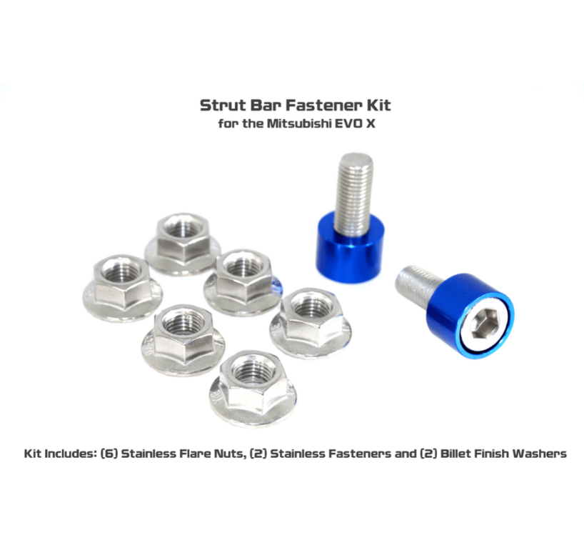 ZSPEC Strut Bar Fastener Kit for Mitsubishi Lancer EVO X 10, Stainless & Billet