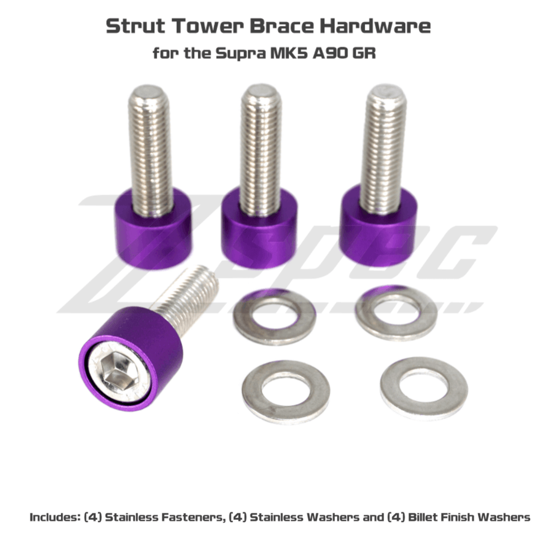 ZSPEC Front Strut Cross-Braces Fasteners for '20+ Toyota Supra MKV GR A90, Stainless & Billet
