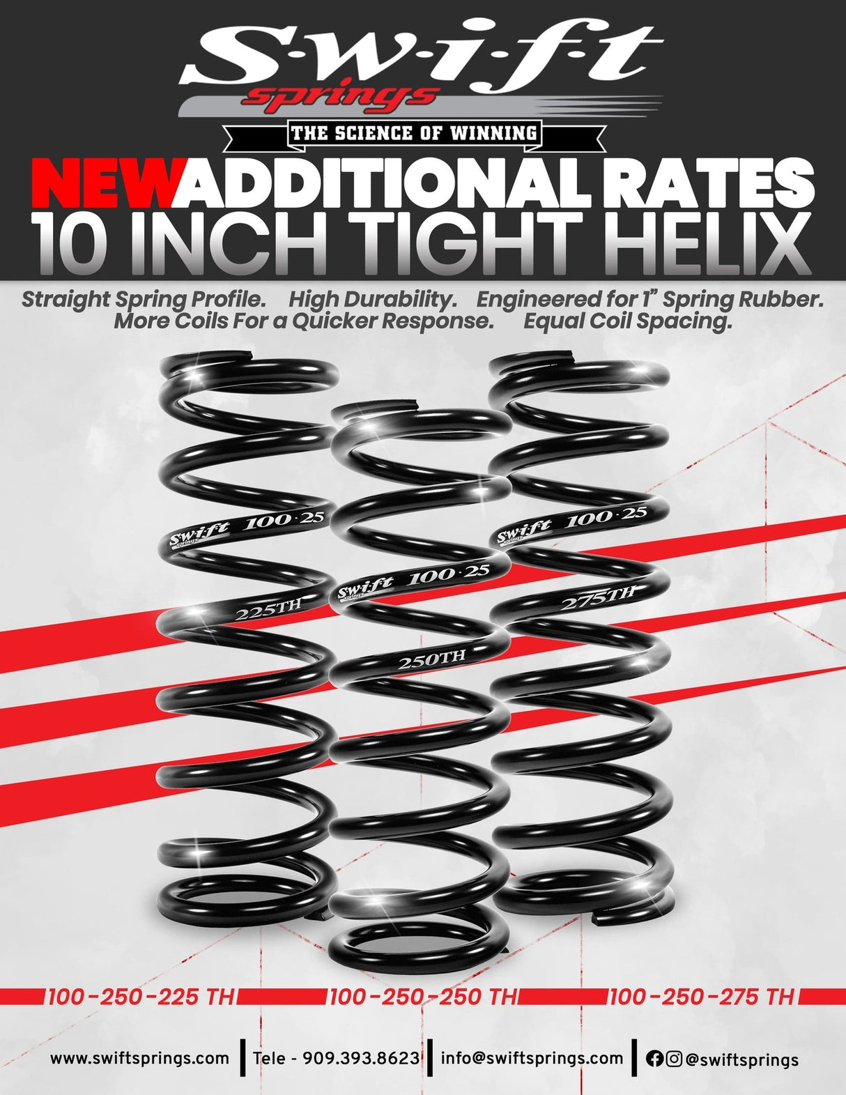 Swift Springs Standard Coilover Tight Helix Spring (Straight Type) - ID: 2.5" / Length: 10"
