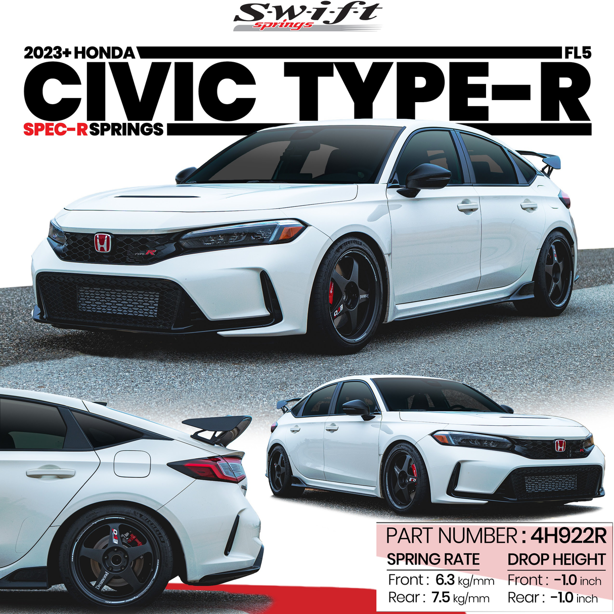 Swift Spec-R Lowering Springs | 2023+ Honda Civic Type-R (4H922R)