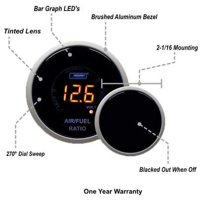 2-1/16" Digital Air Fuel Ratio & Volt Gauge-Amber