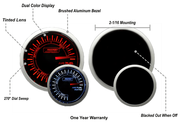 2-1/16" Amber / White - Air Fuel Ratio Gauge