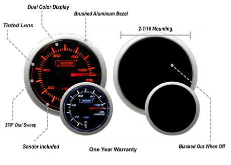 2-1/16" Amber / White - Electrical Oil Pressure Gauge