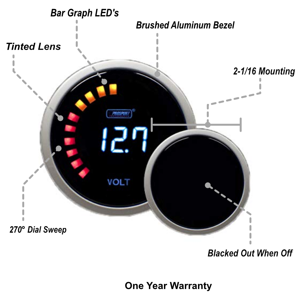 2-1/16" Digital Volt Gauge