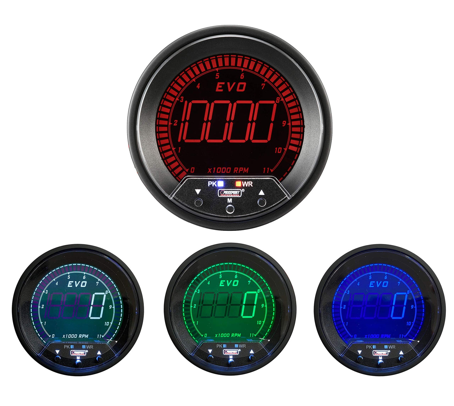 3-3/8" Premium EVO Series Tachometer with Peak/Warning