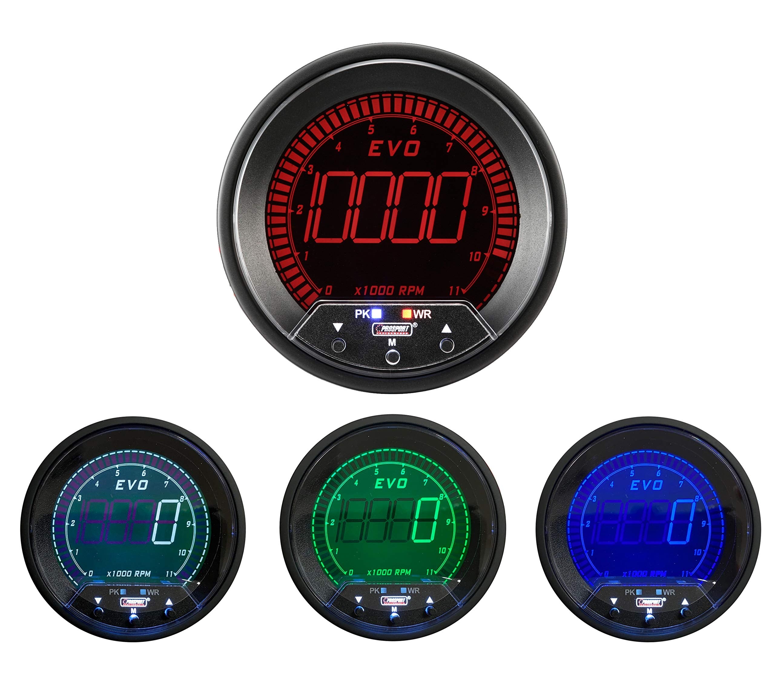 3-3/8" Premium EVO Series Tachometer with Peak/Warning