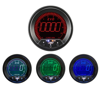 3-3/8" Premium EVO Series Tachometer with Peak/Warning