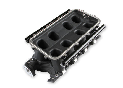 8.2" SBF Ford Hi-Ram Intake Manifold with 95mm 1986-95 Ford 5.0 Throttle Body Flange Side Mount Top. Black by The Tuner Store
