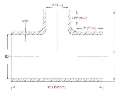 HPS 1-3/4" Silicone T Hose Coupler Adapter with 1" Branch, High Temp 4-ply Reinforced