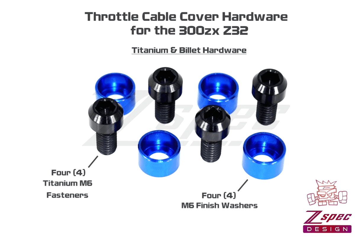 ZSPEC Throttle Cable Cover Fasteners for '90-96 Nissan 300zx Z32, Titanium & Billet