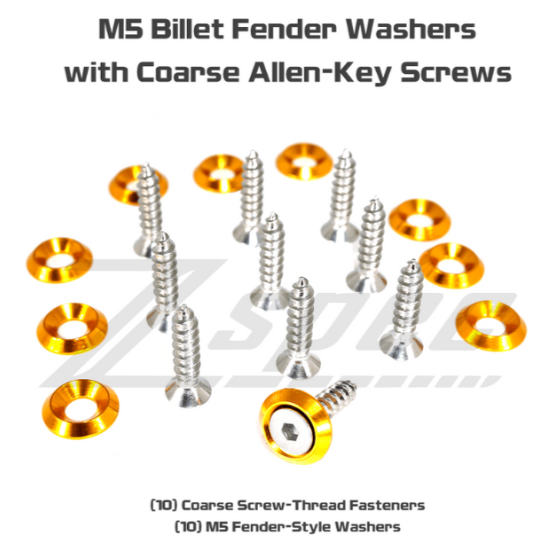 ZSPEC M5x20mm Coarse Fasteners w/Colored Washers, 10-Pack