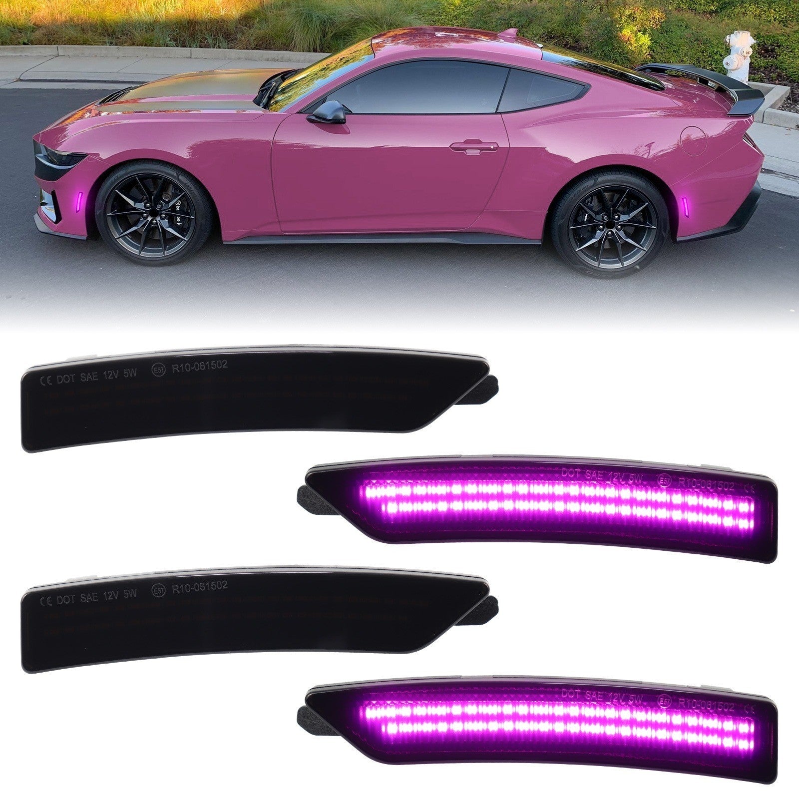 MUSTANG 24-26 FRONT/REAR SMOKED LED SIDE MARKERS