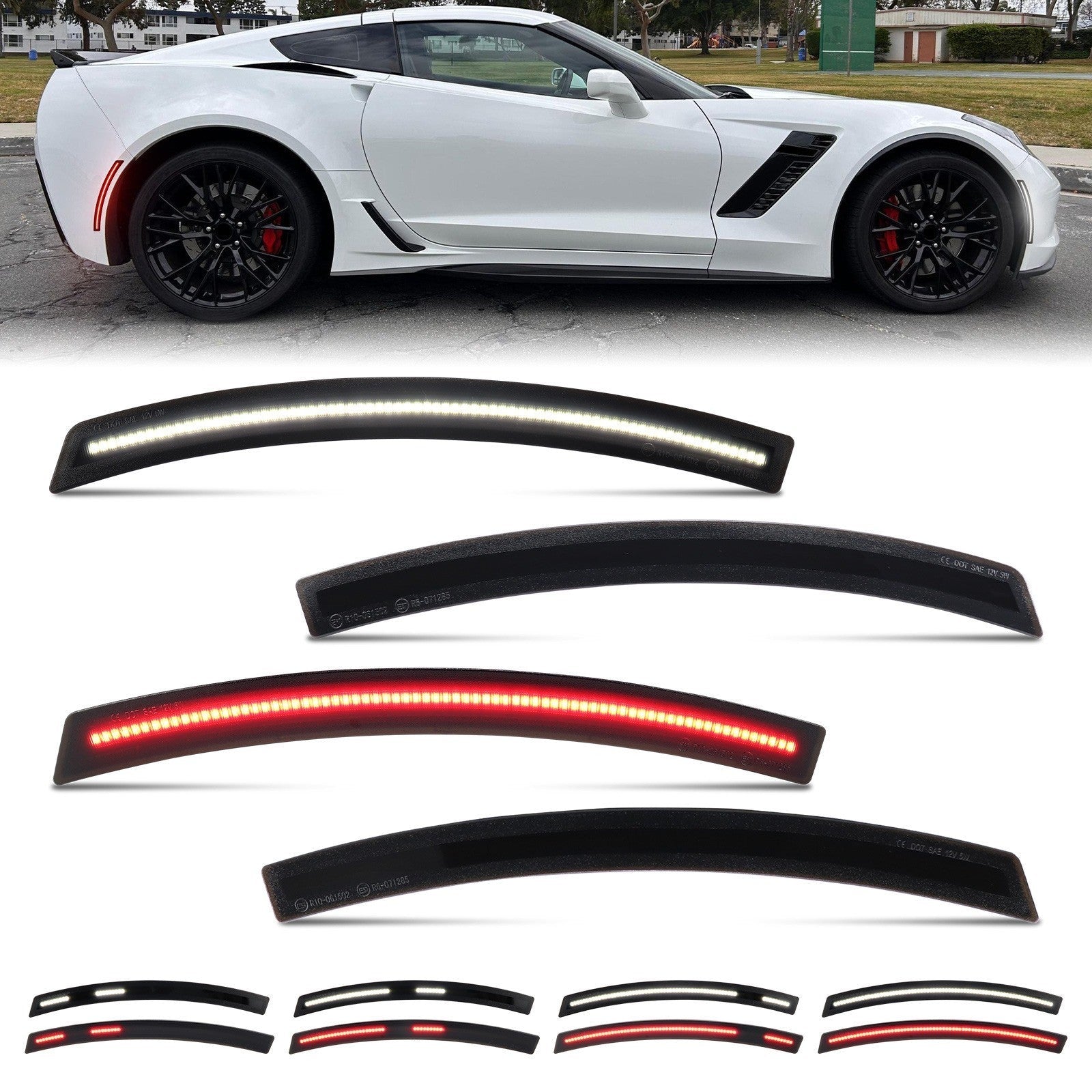 CORVETTE 14-19 FRONT/REAR DYNAMIC SMOKED LED SIDE MARKERS