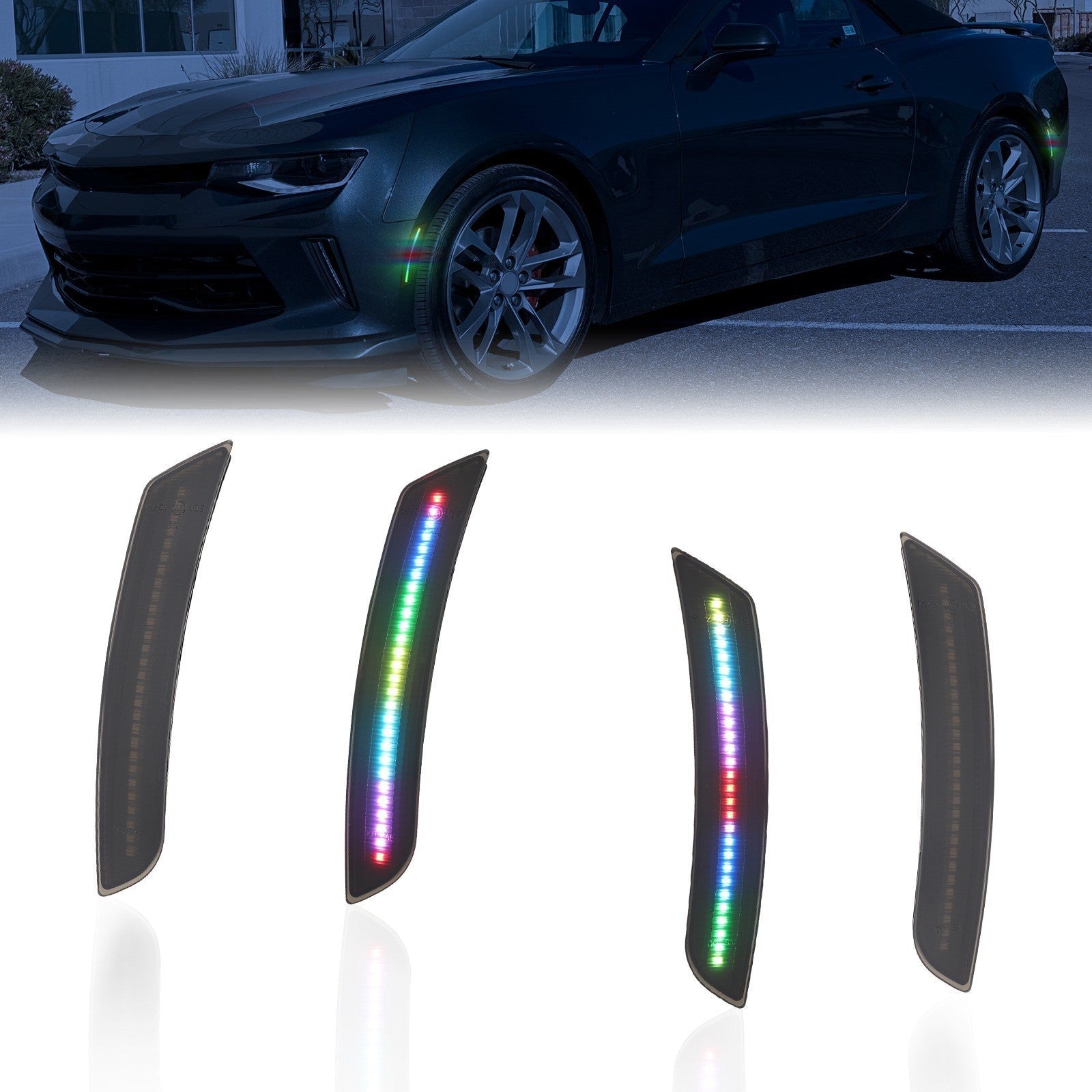 CAMARO 16-24 FRONT/REAR FLOWING RGB SMOKED LED SIDE MARKERS
