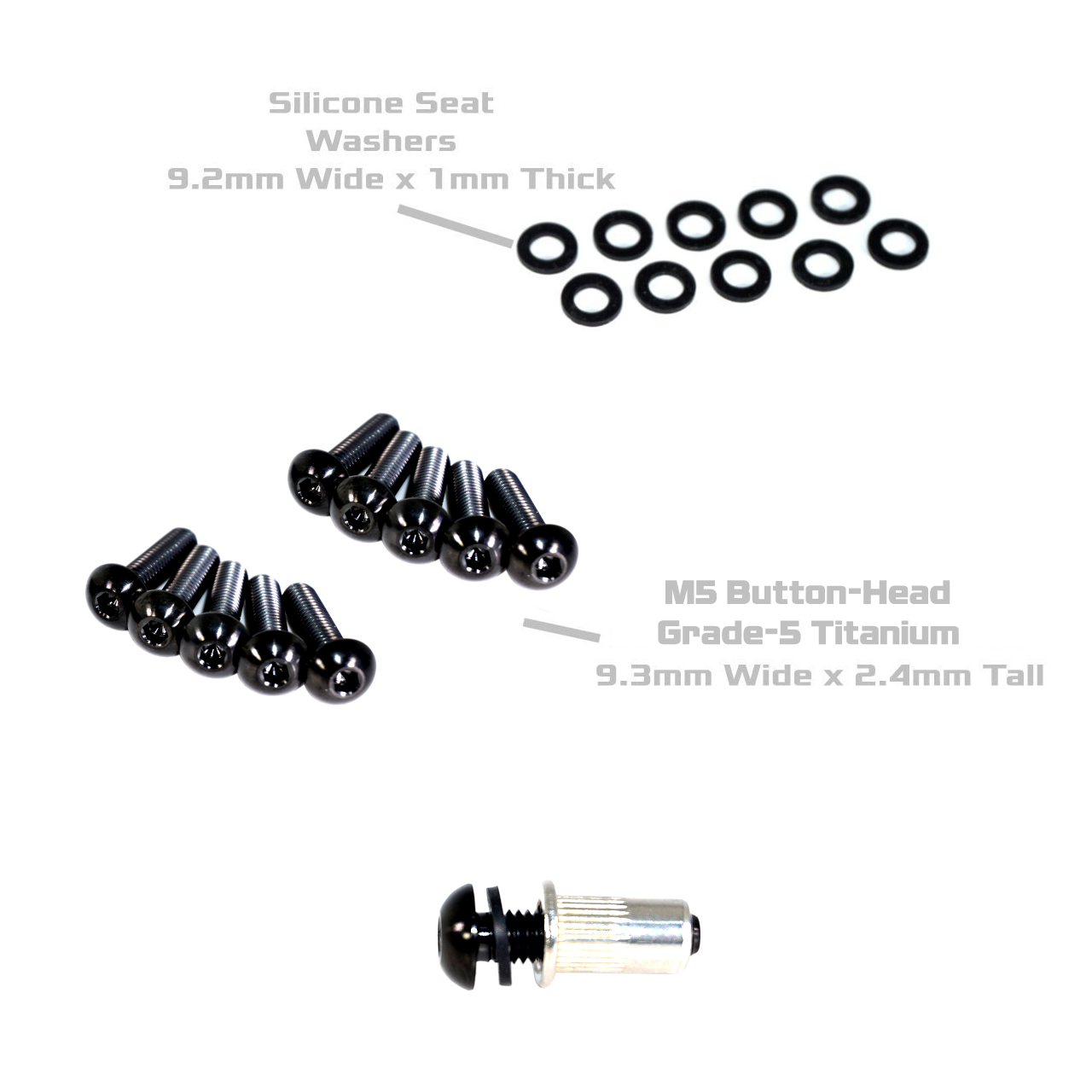 ZSPEC Button-Head Body Kit Fastener, M5x20mm w/ Rivet Nut, Titanium, Per Each