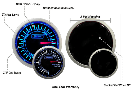 2-1/16" Blue/White Air Fuel Ratio Gauge