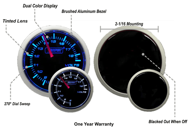 2-1/16" Blue/White Volt Gauge