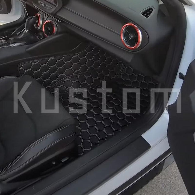 5th Gen Camaro Premium Honeycomb Leather Floor Mat Liners