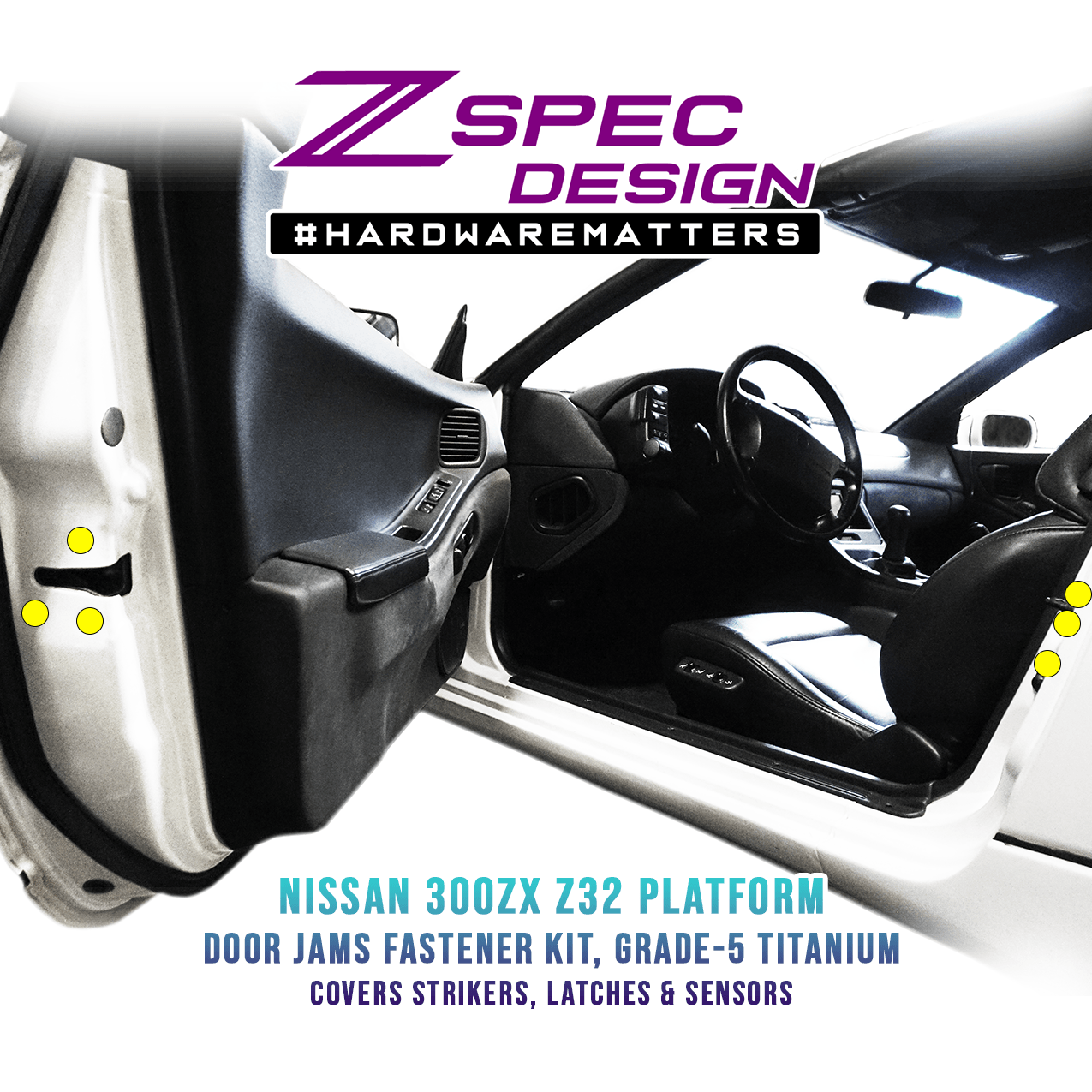 ZSPEC Dress Up Bolts® Fastener Kit, Door Jams Area for Nissan Z32 300zx, Titanium