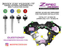 ZSPEC Shoulder-Bolt Timing Covers Fasteners, No Bushings, Nissan 300zx Z32, Titanium