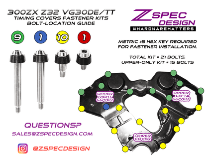ZSPEC Shoulder-Bolt Timing Covers Fasteners, No Bushings, Nissan 300zx Z32, Titanium