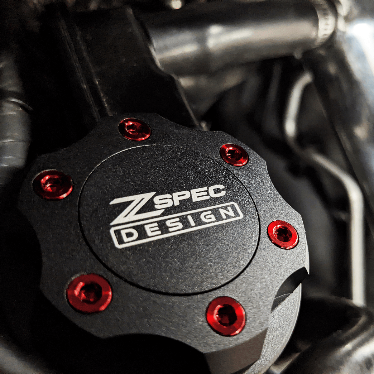 ZSPEC Billet Oil Filler Cap for Nissan/Infiniti/Datsun, Black Cap w/ Titanium Accent