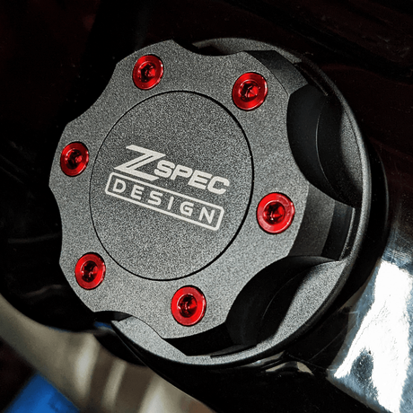 ZSPEC Billet Oil Filler Cap for Nissan/Infiniti/Datsun, Black Cap w/ Titanium Accent