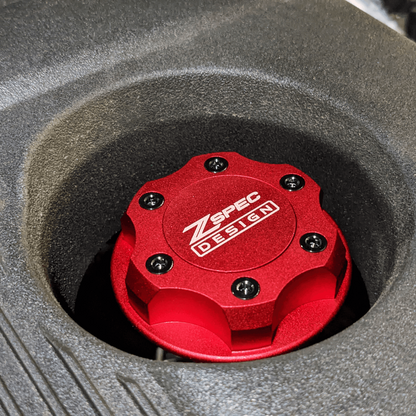 ZSPEC Billet Oil Filler Cap for Nissan/Infiniti/Datsun, Red Cap w/ Titanium Accents