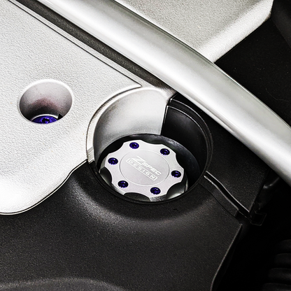 ZSPEC Billet Oil Filler Cap for Nissan/Infiniti/Datsun, Silver Cap w/ Titanium Accents
