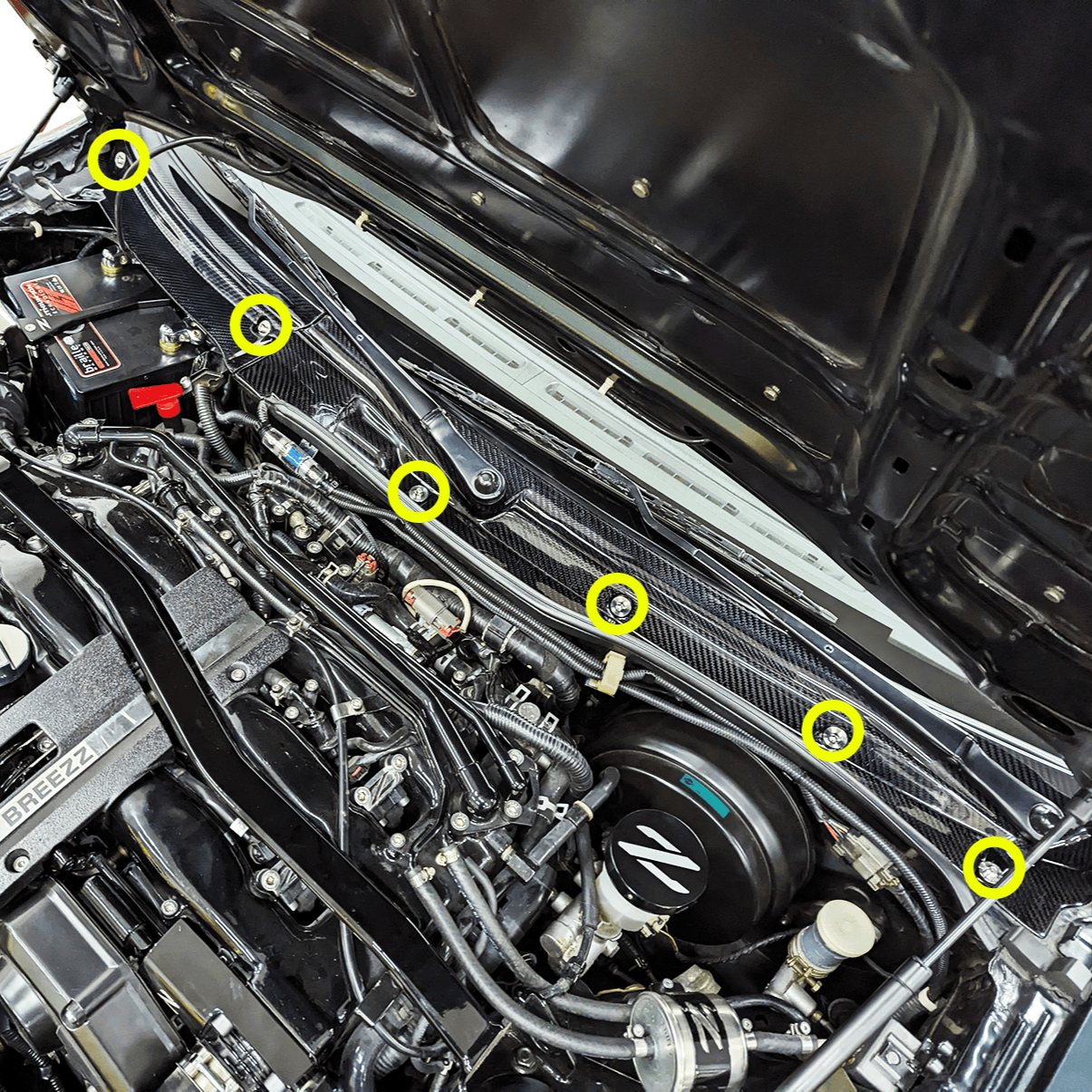 ZSPEC "Round Cowl-Clips" Replacement Solution for Z32 300zx, Titanium Fastener Kit w/ Well Nuts