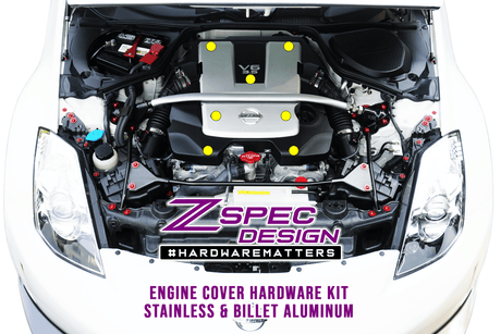 ZSPEC Engine Cover Fasteners for '03-09 Nissan 350z DE & HR, Stainless & Billet