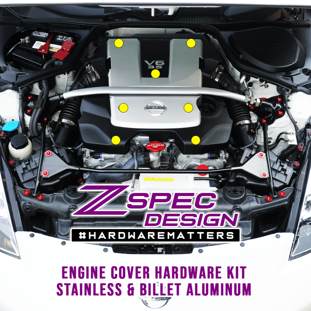 ZSPEC Engine Cover Fasteners for '03-09 Nissan 350z DE & HR, Stainless & Billet