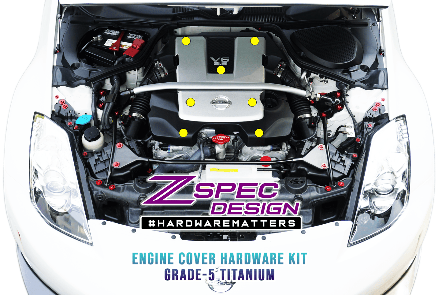 ZSPEC Engine Cover Fasteners for '03-09 Nissan 350z DE & HR, Grade-5 Titanium