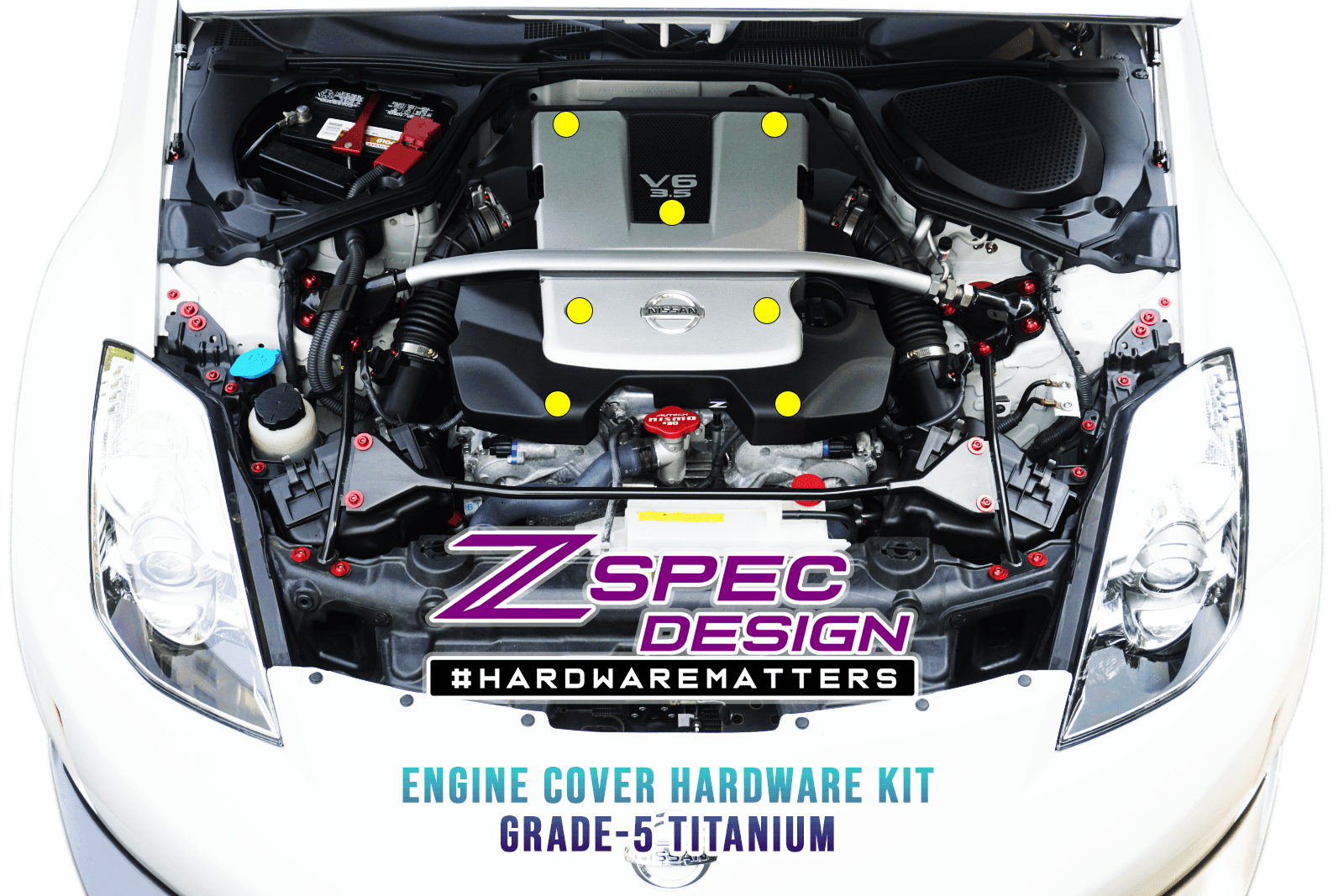 ZSPEC Engine Cover Fasteners for '03-09 Nissan 350z DE & HR, Grade-5 Titanium