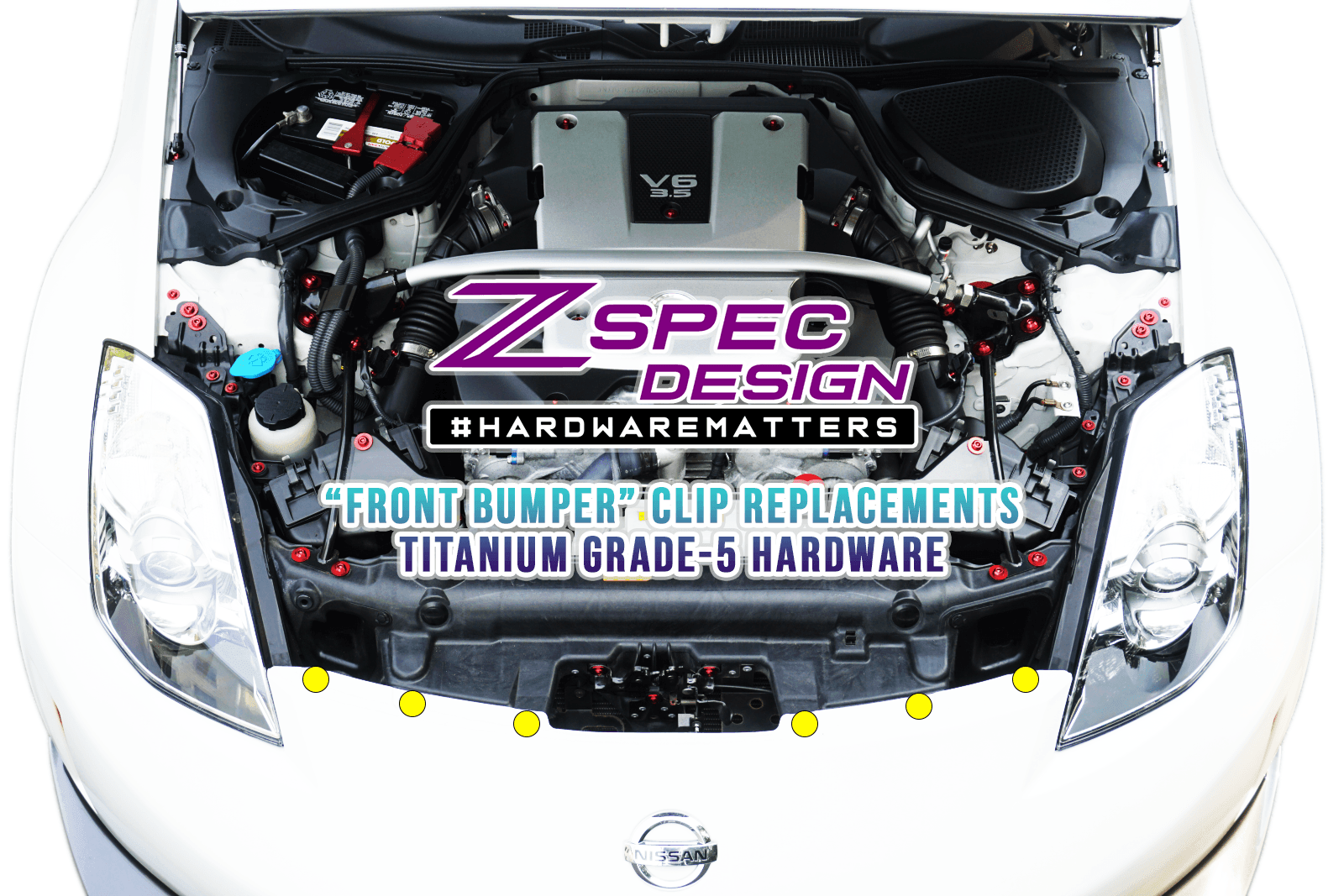 ZSPEC "Front-Bumper Only" Clips Replacement Kit for Nissan 350z Z33, Titanium