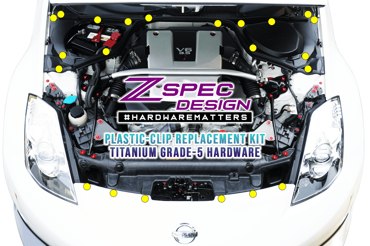 ZSPEC Plastic-Clips Replacement Kit for '03-09 Nissan 350z Z33, Grade-5 Titanium