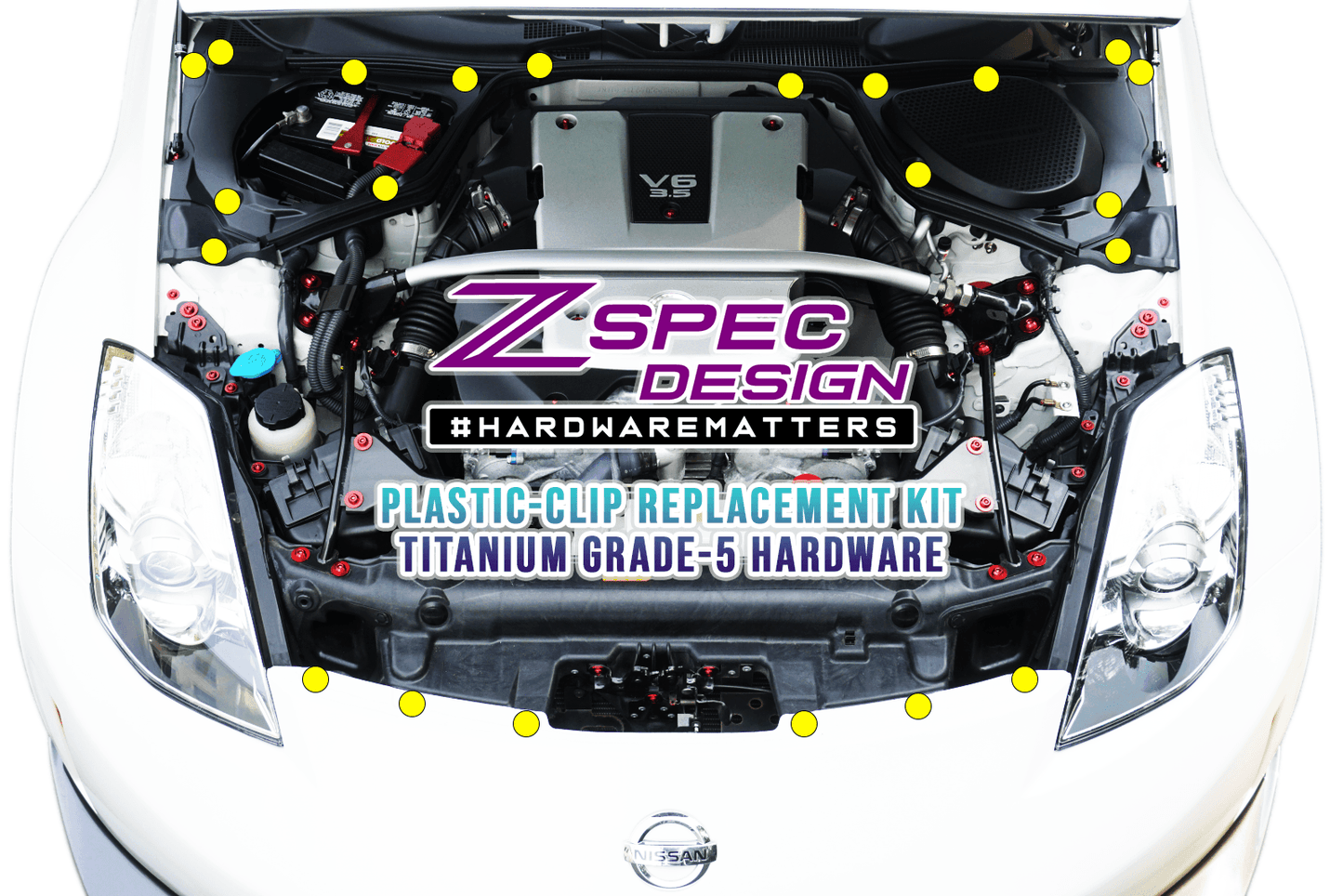 ZSPEC Plastic-Clips Replacement Kit for '03-09 Nissan 350z Z33, Grade-5 Titanium